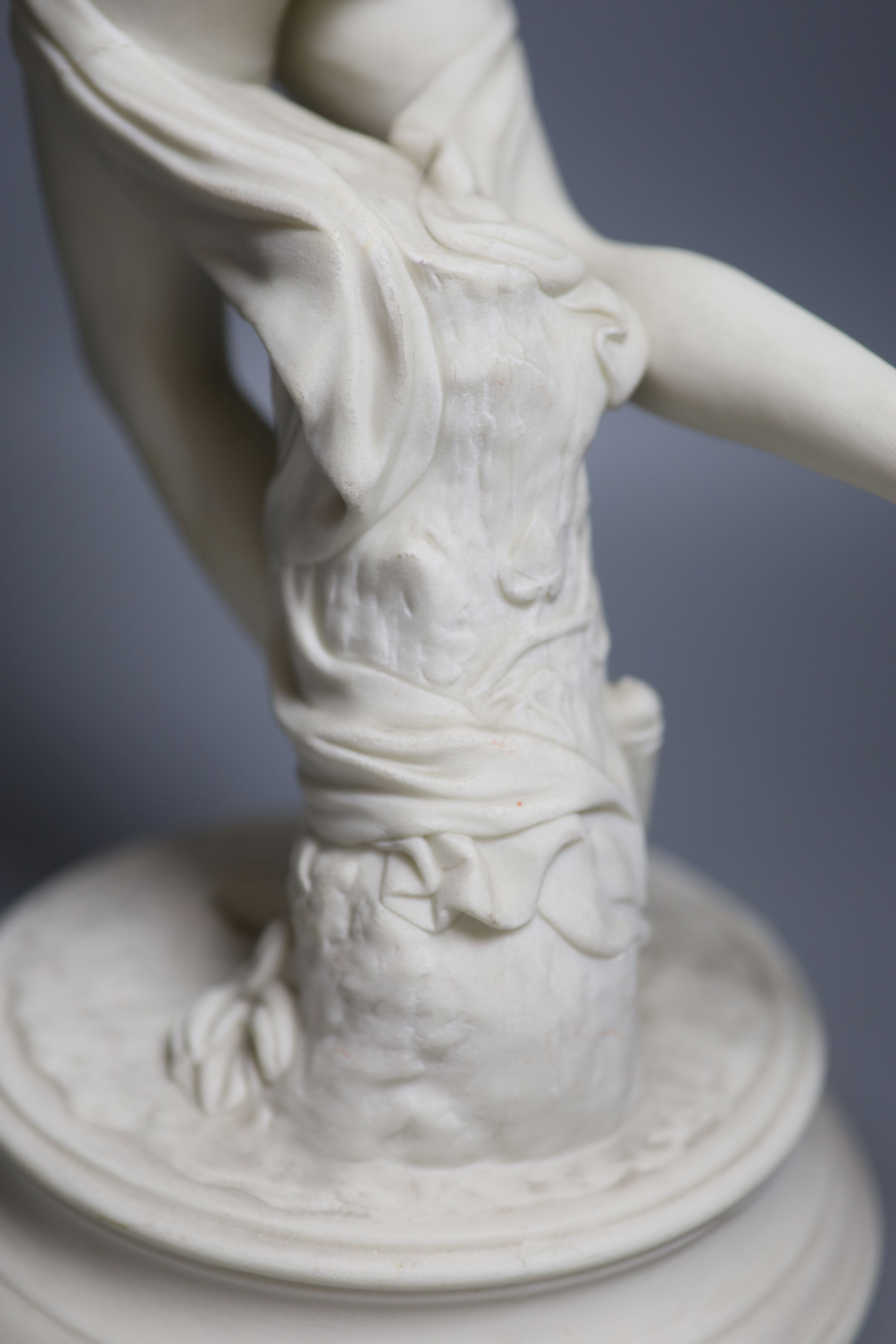 After C.A. Fraikin. A Victorian parian group, Diana and Cupid, height 46cm